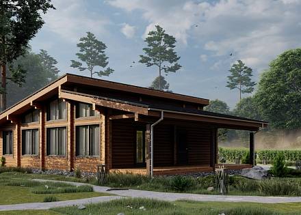 Проект дома-бани из бруса "Образцово"