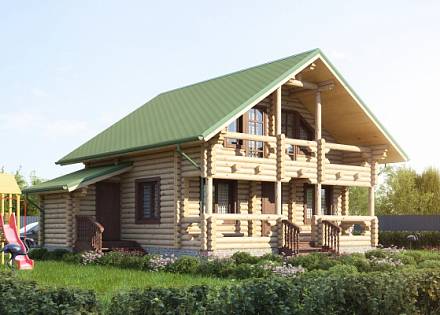 Проект дома-бани из бревна «Зырянка»